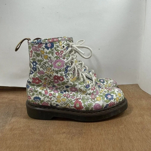 Dr Martens Liberty London White Retro Leather Floral Boots 10072 Women Size 6